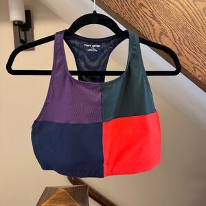 TORY BURCH Sport Colorblock Racerback Mesh Panel Sports Bra- Women’s Size XL